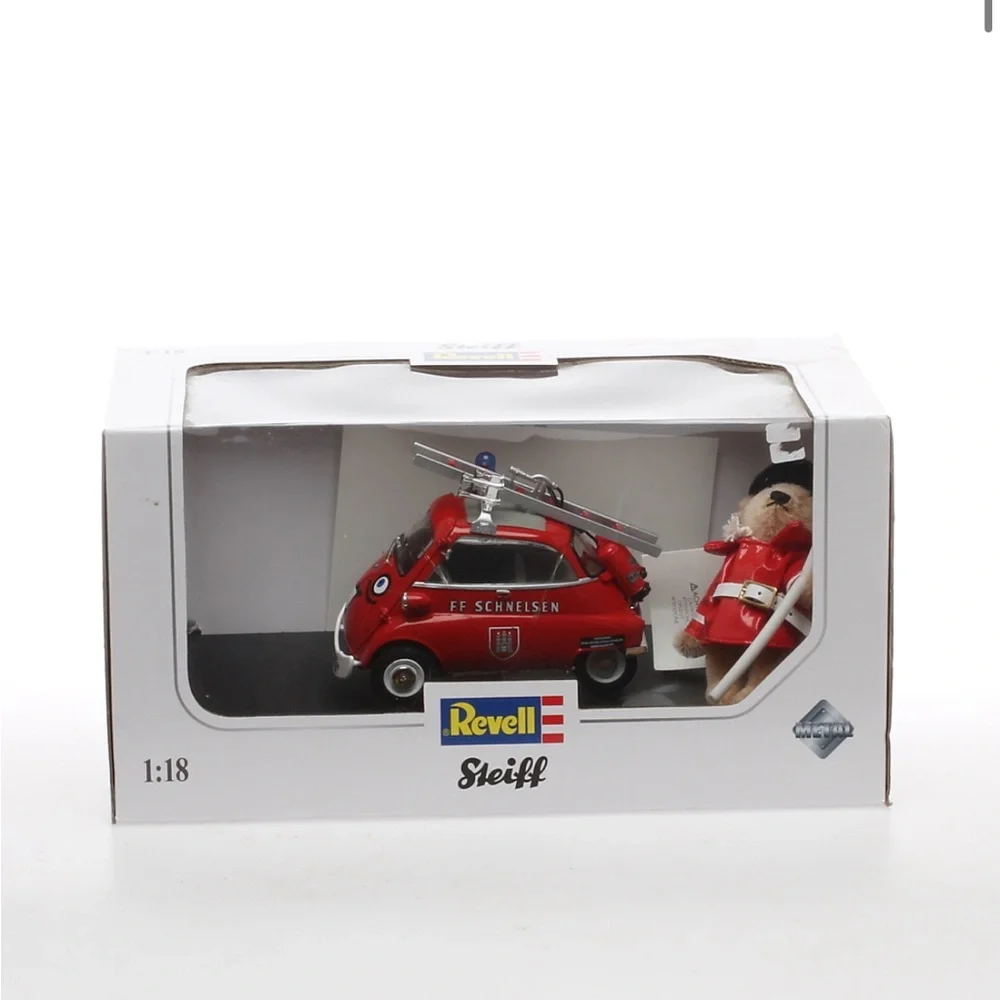 Revell x Steiff Red Fire Rescue Isetta Toy Car with Bear